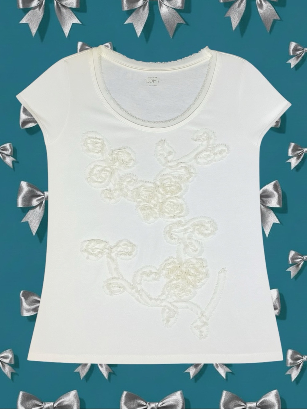 LOFT Ann Taylor 100% Cotton Retro Coquette Fairycore Coastal Grandma Indie Top L